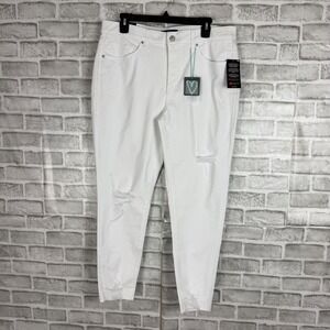 Lularoe Jeans Womens 34 x 28 White Skinny Fit with Love Distressed Denim NWT